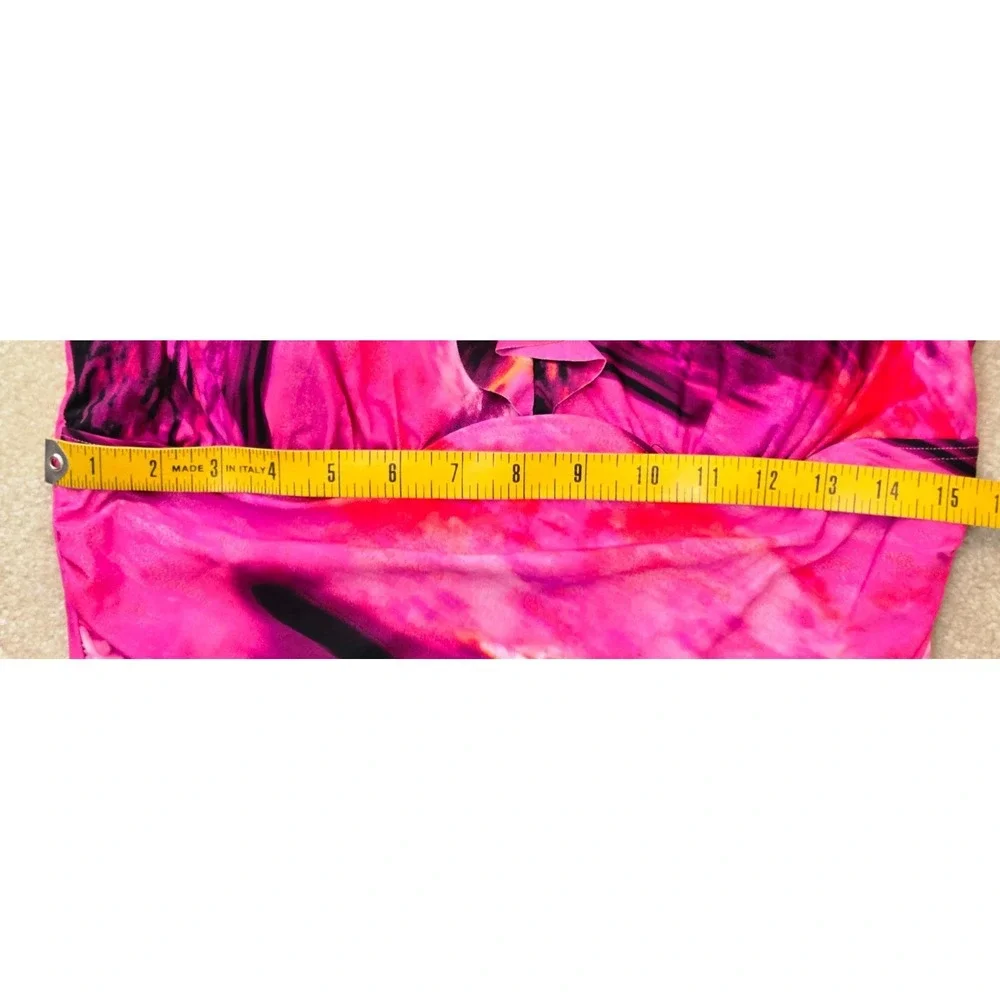 DKNY Ruffle Plunge Tummy Control 1 Piece Swimsuit Womens XL Fushia/BlacK NWT - Picture 8 of 13
